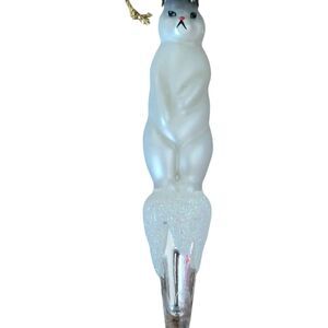 Vintage 4.5" Blown Glass Rabbit Icicle Christmas Tree Ornament